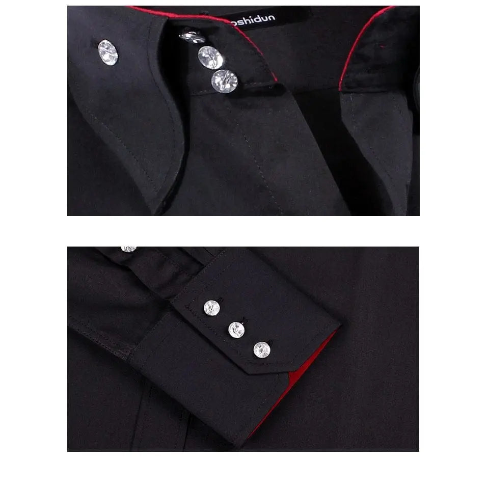 Showlu Fashion Store 0 Men's Casual Shirt Long Sleeve Korean Trends Fashion Button-down Collared Shirt Business Dress Shirts Slim Fit Designer Shirts