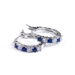 Showlu Fashion Store 0 E-1123BL New Arrival 925 Sterling Silver pendientes Fashion Round Circle Clear Mosaic CZ Zircon Stud Earrings for Women Jewelry brincos