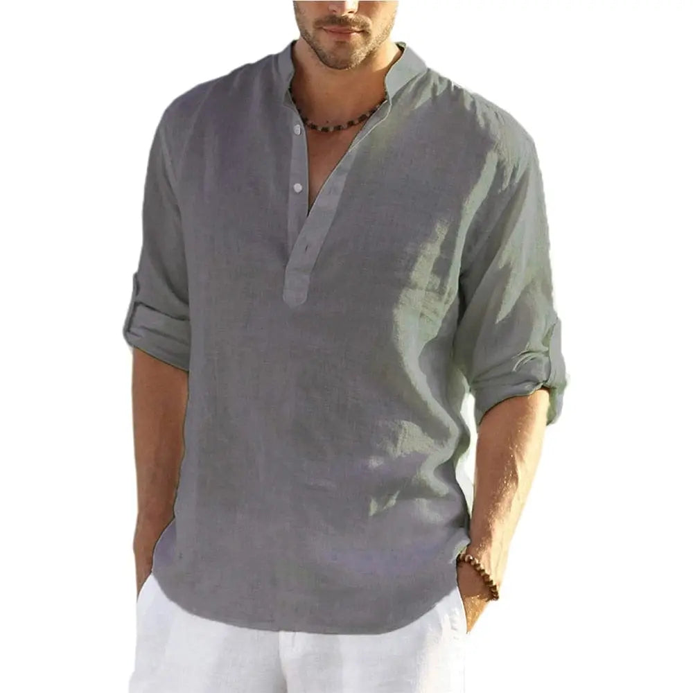 New Men's Casual Blouse Cotton Linen Shirt Loose Tops Long Sleeve Tee Shirt Spring Autumn Casual Handsome Men's Shirts - SHOWLU FASHION STORE