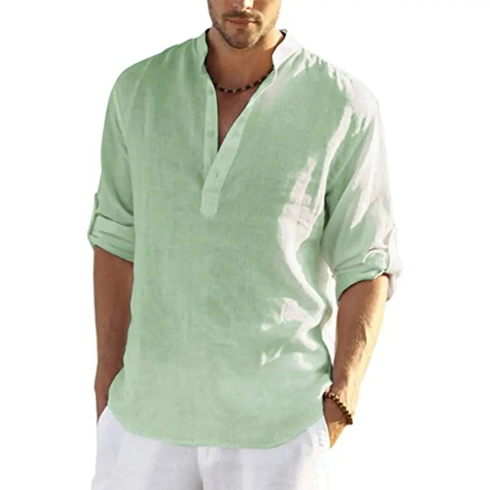 New Men's Casual Blouse Cotton Linen Shirt Loose Tops Long Sleeve Tee Shirt Spring Autumn Casual Handsome Men's Shirts - SHOWLU FASHION STORE