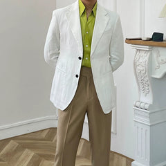 Gaoding Closure Collar Double Row Leisure Suit Silm Linen