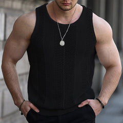 Export Men's 2024 Summer Fashion Men Casual Knitting Vest Loose Sports Top Trendy Men's Vest SHOWLU FASHION STORE