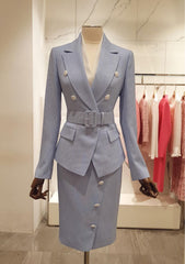 Women's Double-Breasted Slim-Fit Jacket for Spring Belt SHOWLU FASHION STORE