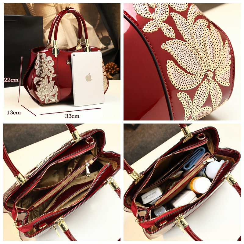 Middle-Aged Women's Bag 2024 New Arrival Elegant Brand Women's Bag Crossbody Shoulder Handbag Genuine Leather Mother Bag Patent Leather SHOWLU FASHION STORE