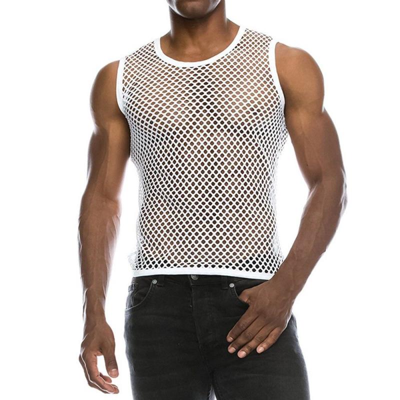 Summer Big Mesh Cut Out Fashion Style Male Model Vest SHOWLU FASHION STORE