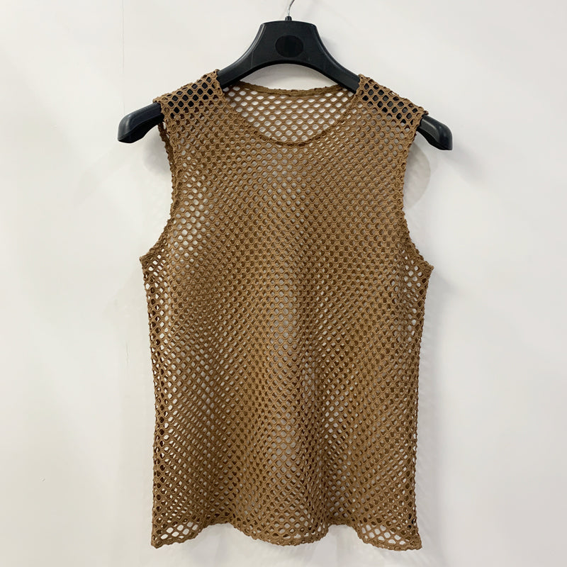 Summer Big Mesh Cut Out Fashion Style Male Model Vest SHOWLU FASHION STORE