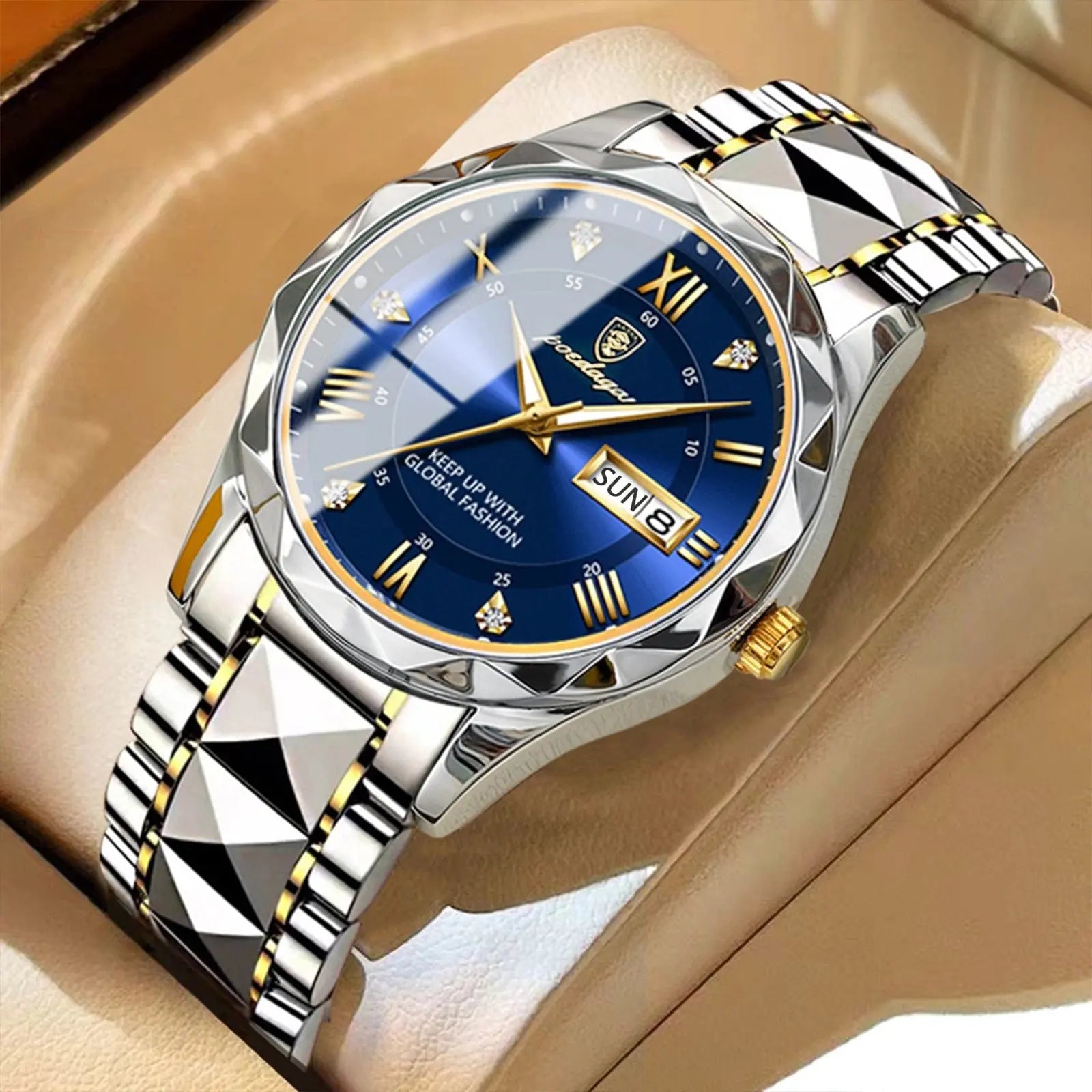 Showlu Fashion Store 0 POEDAGAR Top Brand Luxury Man Wristwatch Waterproof Luminous Date Week Men Watches Stainless Steel Quartz Men's Watch Male reloj