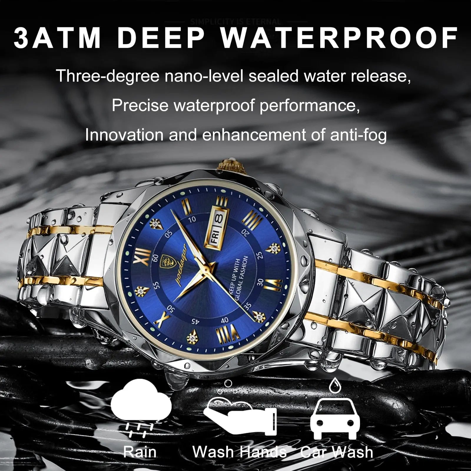 Showlu Fashion Store 0 POEDAGAR Top Brand Luxury Man Wristwatch Waterproof Luminous Date Week Men Watches Stainless Steel Quartz Men's Watch Male reloj