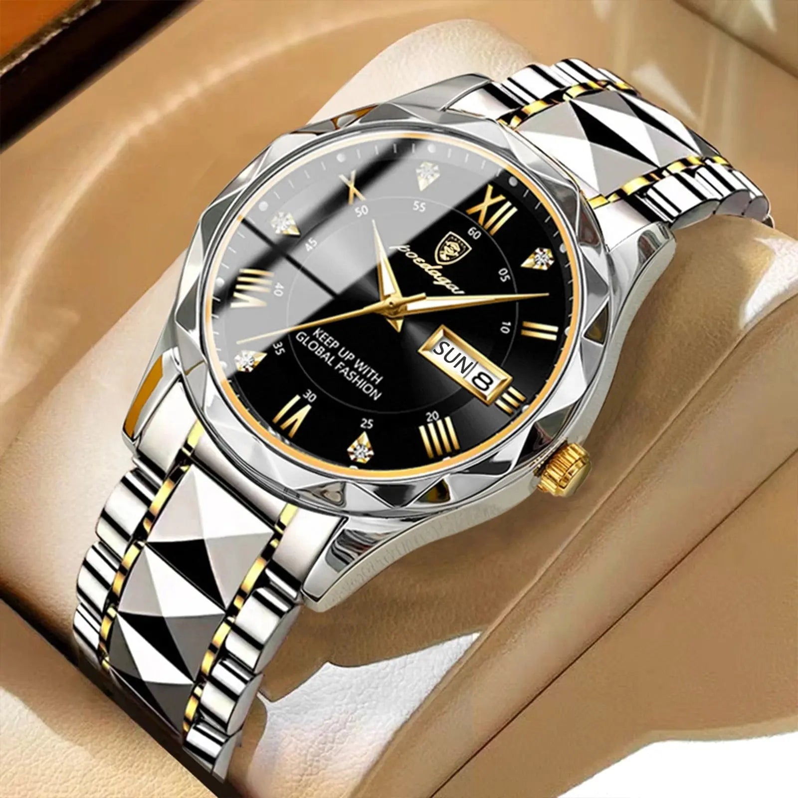 Showlu Fashion Store 0 POEDAGAR Top Brand Luxury Man Wristwatch Waterproof Luminous Date Week Men Watches Stainless Steel Quartz Men's Watch Male reloj