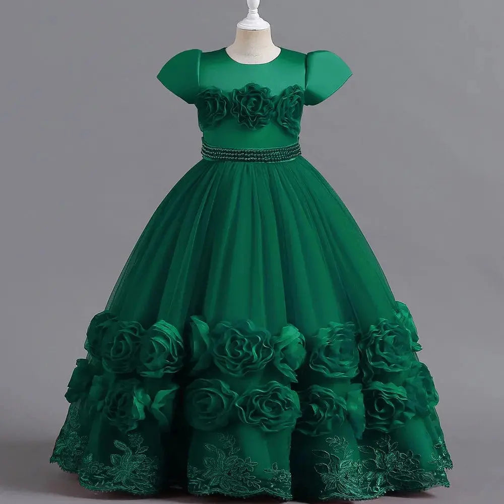 Puffy Flower Girls Dress Children Christmas Costume Kids Pageant Party Bridesmaid Dresses For Girl Princess Wedding Ball Gown - SHOWLU FASHION STORE