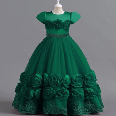 Puffy Flower Girls Dress Children Christmas Costume Kids Pageant Party Bridesmaid Dresses For Girl Princess Wedding Ball Gown - SHOWLU FASHION STORE