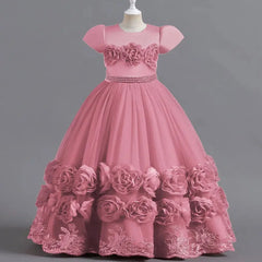 Puffy Flower Girls Dress Children Christmas Costume Kids Pageant Party Bridesmaid Dresses For Girl Princess Wedding Ball Gown - SHOWLU FASHION STORE