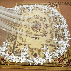 Real Photo 3m.4m.5m One Layer Wedding Veil With Comb White Lace Edge Bridal Veils Ivory Appliqued Cathedral Wedding Veil - SHOWLU FASHION STORE