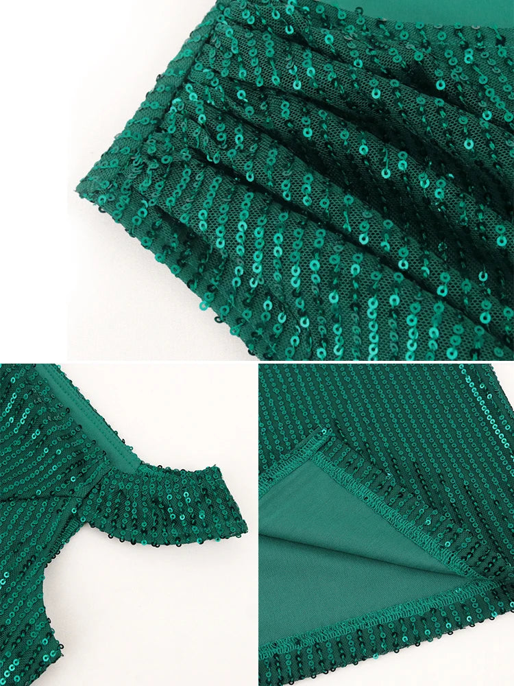 Sequin Dress Women Party Night Shiny Glitter Fashion Bodycon Prom Robe Large Size Sequins One Shoulder Quinceanera Gowns New In SHOWLU FASHION STORE