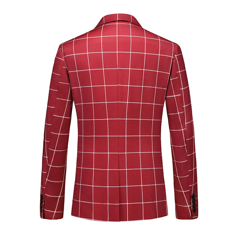 Single Breasted Plaid Suit Men's Clothing Fashion Simple Men Business Social Wedding Party Tuxedo Dress Blazers Jacket SHOWLU FASHION STORE