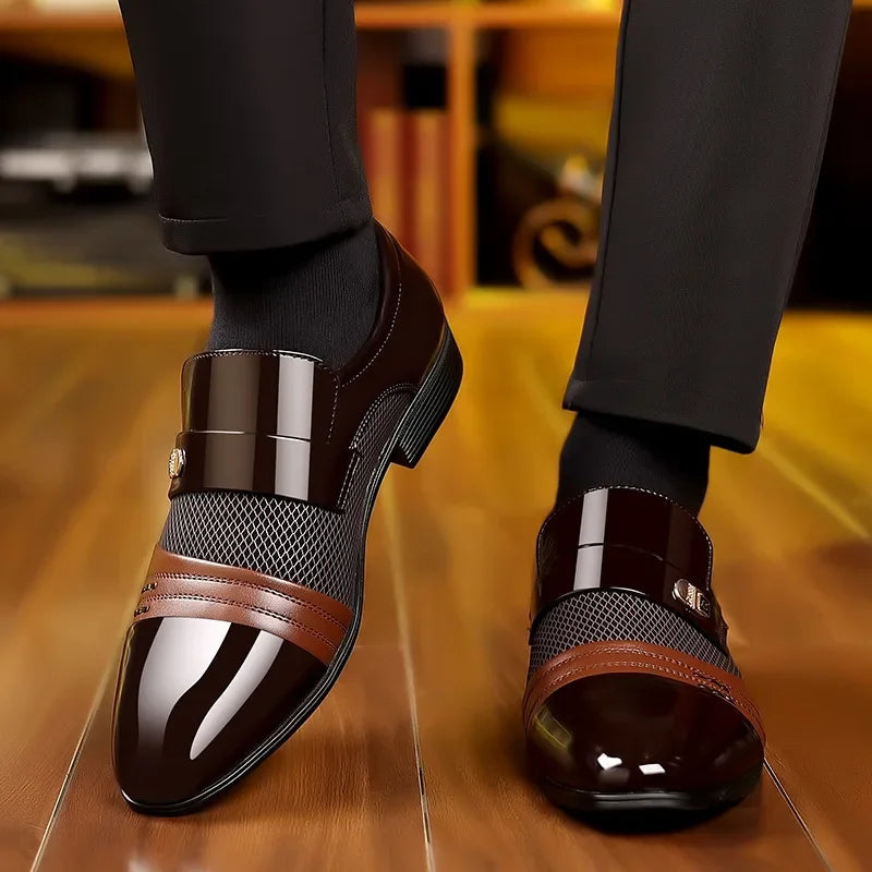 Classic Business Dress Men Shoes Red Men Oxford Shoes Wedding Casual Party Shoe for Men Loafers Colorblock Men's Leather Shoes SHOWLU FASHION STORE
