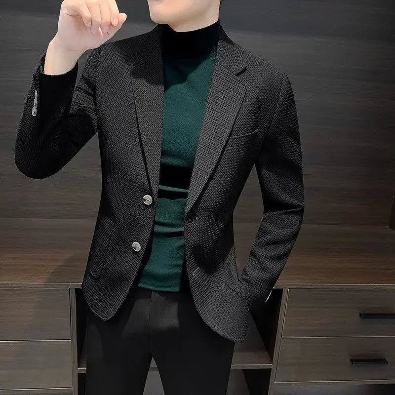 Plaid Men's Suit Jackets Coat Single Breasted Male Blazer Party Classic Original Fashion 2024 Simple Fashionable New in Casual