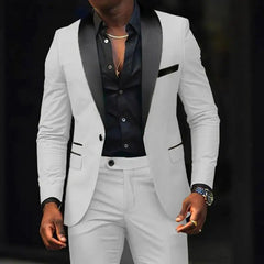 Men's New Fashion Business Casual Two-piece, Comfortable and Breathable Slim-fit Side Slit Single-button Suit Jacket+trousers SHOWLU FASHION STORE