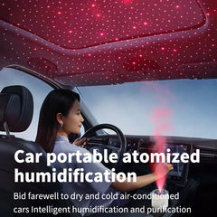 ‌280ML Portable Rotating Humidifier & Car Diffuser USB, 7-Color Projection Night Light, Ambient Mood Lighting for Office Travel‌
