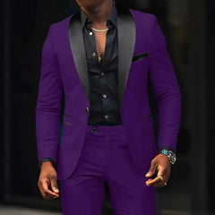 Men's New Fashion Business Casual Two-piece, Comfortable and Breathable Slim-fit Side Slit Single-button Suit Jacket+trousers SHOWLU FASHION STORE