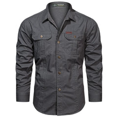 2024 Spring Cotton Cargo Shirt for Men Long Sleeve Multi-Pocket Shirts Outdoor Casual Colthing High Quality Militar Overshirt