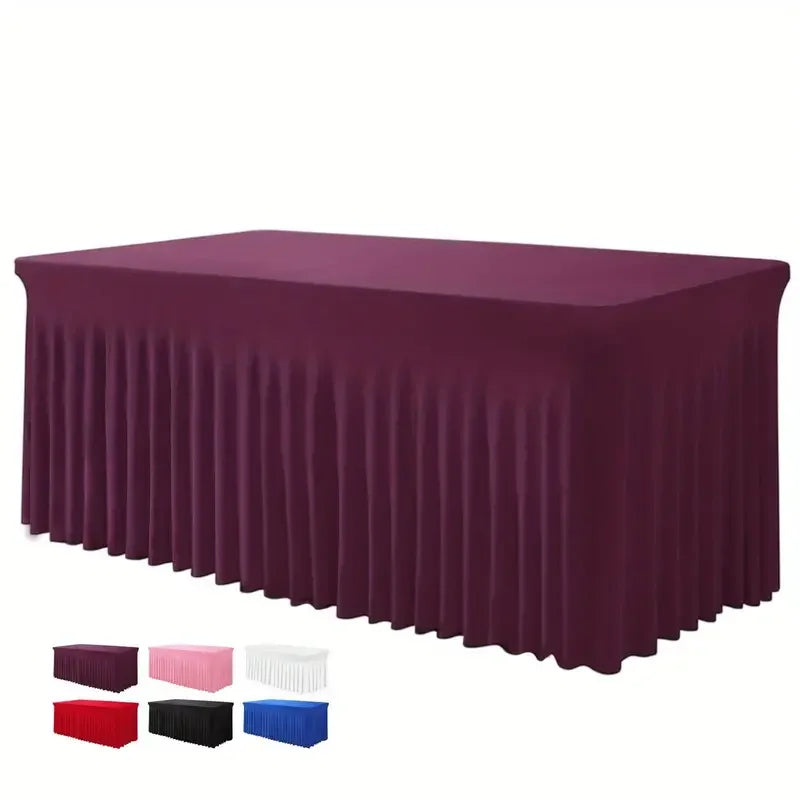 6ft, Rectangle Table Skirts, Polyester Fitted Table Covers, Black Table Cloth For 6 Ft Table With Skirt,Spandex Table Cover SHOWLU FASHION STORE