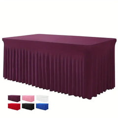 6ft, Rectangle Table Skirts, Polyester Fitted Table Covers, Black Table Cloth For 6 Ft Table With Skirt,Spandex Table Cover SHOWLU FASHION STORE