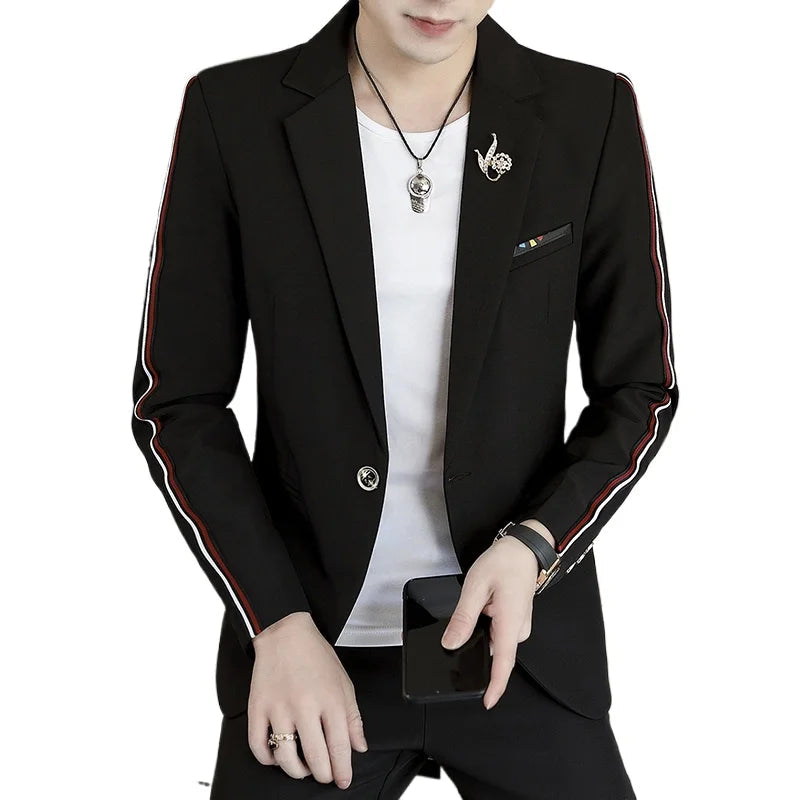 2024 Spring New Men (suit + Trousers) Fashion and Handsome Korean Version Slim Trend Hair Stylist Social Guy Two-piece Set M-4XL SHOWLU FASHION STORE