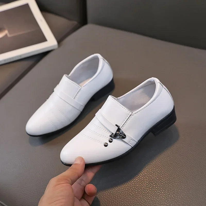 Children's Leather Shoes for Boys Toddler Kids Party Wedding Formal Performance Shoes School All-match Black White Loafers Shoes SHOWLU FASHION STORE