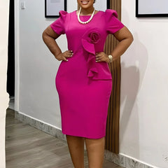 Summer Wedding Guest Dress 2025 Elegant Fitted Short Sleeve Sheath Dress for Women Modern Style
