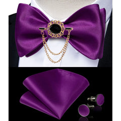 Pink Plaid Solid Men's Self Tie Bow Tie Silk Jacquard Woven Wedding Party Bowtie Hanky Brooch Set Men Butterfly Necktie DiBanGu SHOWLU FASHION STORE