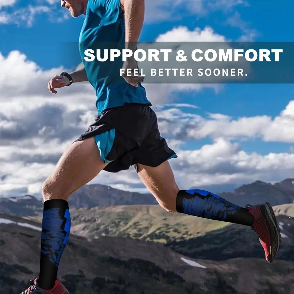 1 Pair Compression Sports Socks for Women and Men - Calf Support Socks for Running Nurses Flight Pregnancy Circulation Athletic SHOWLU FASHION STORE