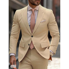 Men's Wedding Suits Fashion Business Tailored Fit 2 Pieces Groom Wedding Party Tuxedos Jacket Pants Costume Homme Mariage