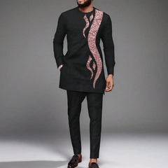 2025 New men's suit, white pocket, 2-piece set, luxury wedding casual suit, traditional African style of ethnic minorities