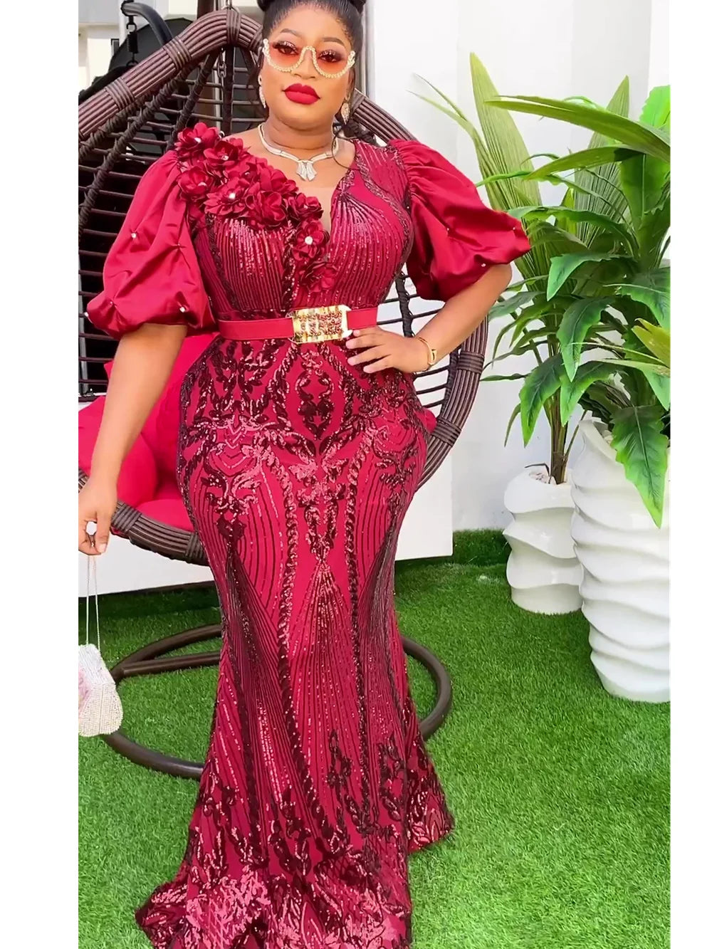 Plus Size African Party Long Dresses for Women 2025 New Dashiki Ankara Sequin Evening Gowns Turkey Outfits Robe Africa Clothing SHOWLU FASHION STORE