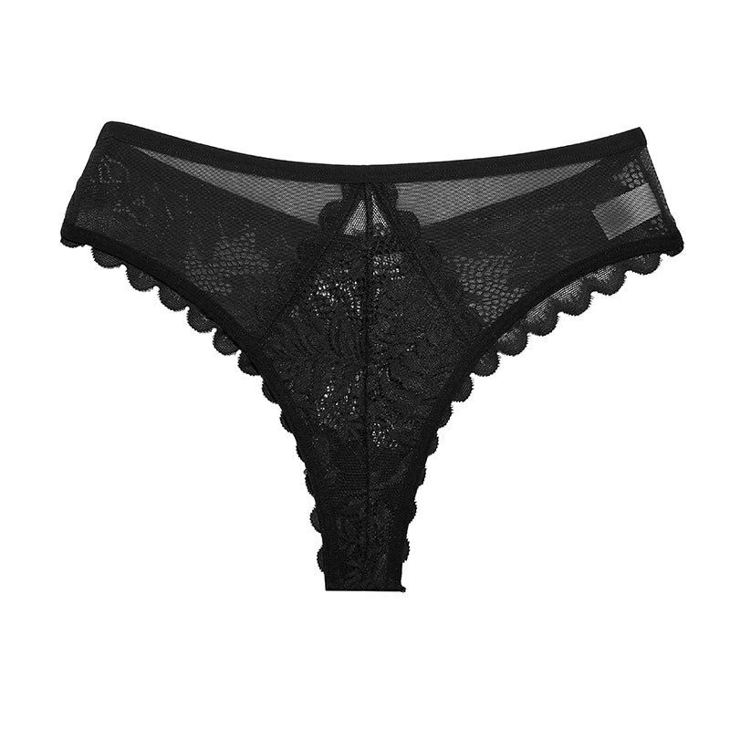 Lace Underwear Women's Panties Sexy Low-Waist Thong Hollow Out G String Female Underpant Solid Comfortable Female Lingerie SHOWLU FASHION STORE
