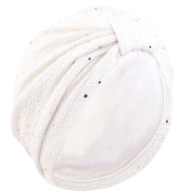 Women's Solid Color Sequin Knotted Turban Hijab Chemo Cap Cancer Hat Hair Loss Headscarf Beanie Bonnet Head Wrap Headband Mujer SHOWLU FASHION STORE
