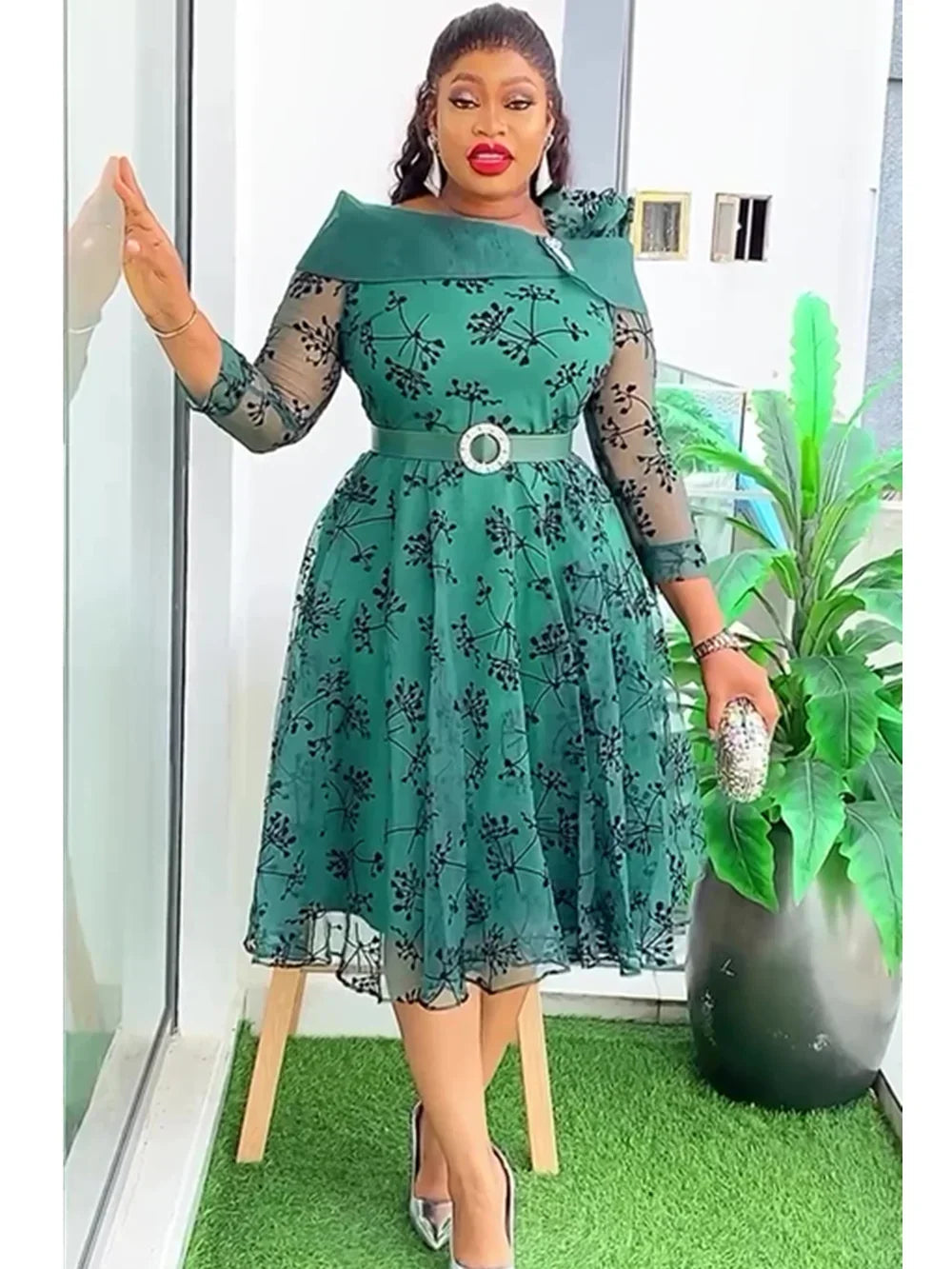 2025 Elegant African Dresses for Women Africa Clothing Plus Size Wedding Party Dress Dashiki Ankara Office Lady Outfit Robe SHOWLU FASHION STORE