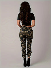 Camo Print Flap Pockets Cargo Pants Casual Straight Leg Pants For Spring & Summer Women's Clothing