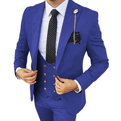 Formal Men 3 Piece Wedding Suits Groom Tuxedos Slim Fit Business Suits Peak Lapel Jacket Costume Homme (Blazer+Pants+Vest) SHOWLU FASHION STORE