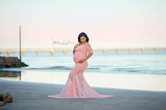 Clothing Photography European and American Women's Lace Short-sleeved Flysleeve Dresses for Maternity Photo Shoots