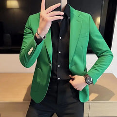 Business Jacket for Men Slim Fit Trendy 2024 Coats Thin Menswear Simple Breasted Casual Man Dress Suits and Blazers Elegant New