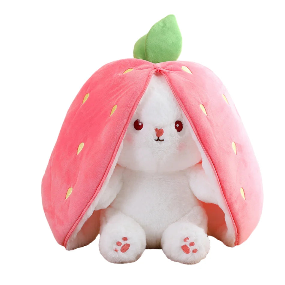 Random 1 Pcs 18cm Cute Stuffed Toys Strawberry Rabbit Radish Rabbit Plush Toys Zipper Doll SHOWLU FASHION STORE