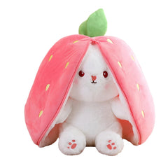 Random 1 Pcs 18cm Cute Stuffed Toys Strawberry Rabbit Radish Rabbit Plush Toys Zipper Doll SHOWLU FASHION STORE