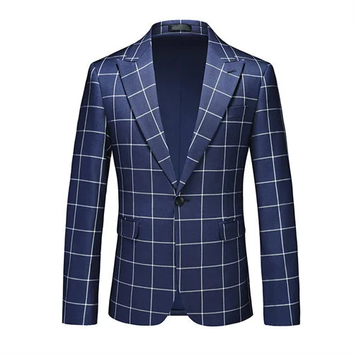 Single Breasted Plaid Suit Men's Clothing Fashion Simple Men Business Social Wedding Party Tuxedo Dress Blazers Jacket SHOWLU FASHION STORE