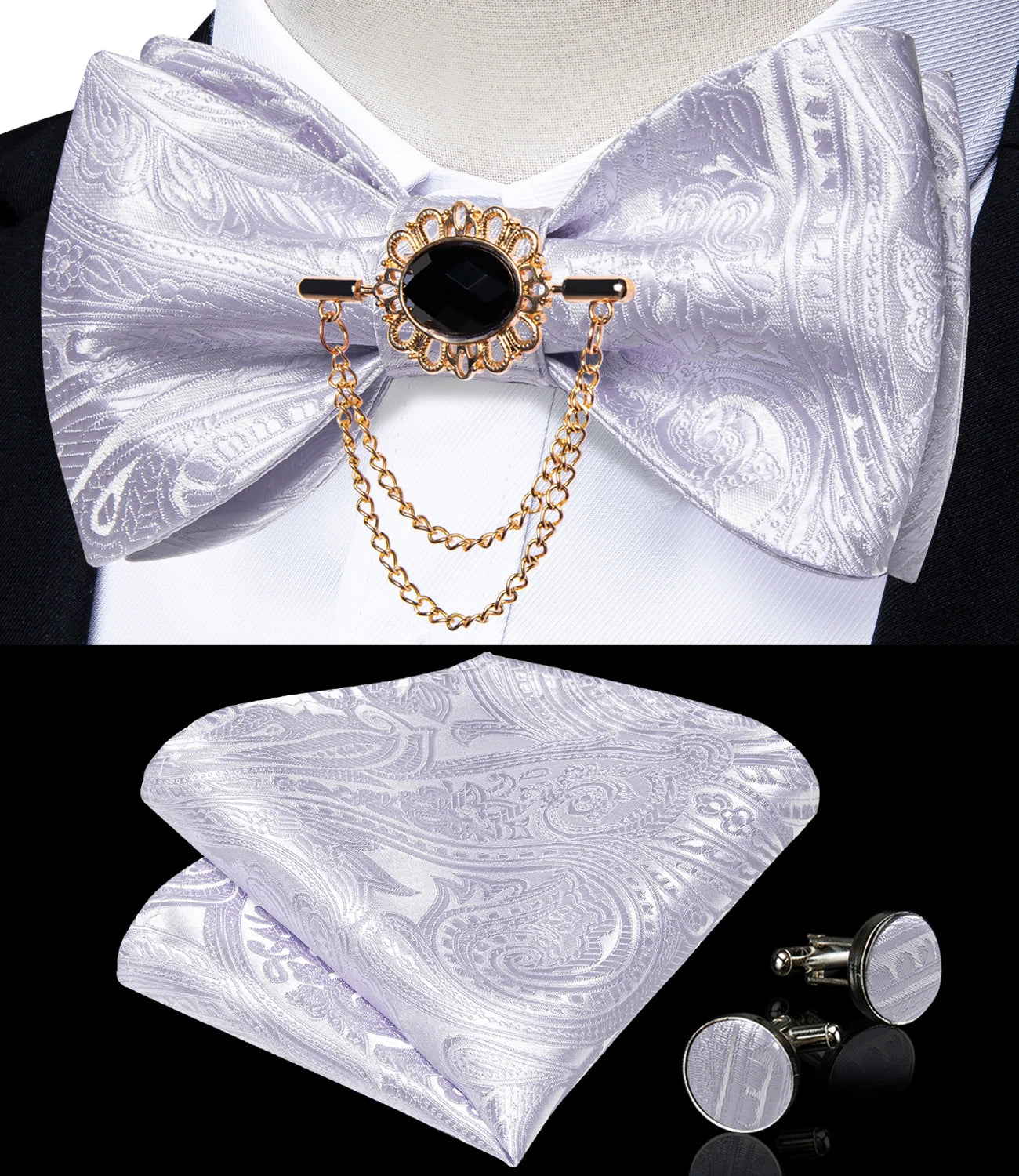 Pink Plaid Solid Men's Self Tie Bow Tie Silk Jacquard Woven Wedding Party Bowtie Hanky Brooch Set Men Butterfly Necktie DiBanGu SHOWLU FASHION STORE