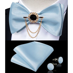 Pink Plaid Solid Men's Self Tie Bow Tie Silk Jacquard Woven Wedding Party Bowtie Hanky Brooch Set Men Butterfly Necktie DiBanGu SHOWLU FASHION STORE
