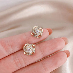 Light Luxury Zircon Stud Earrings Simple Cross Hollow Geometric Earrings Wedding Party Exquisite Ear Jewellery Women Gifts