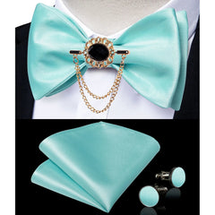 Pink Plaid Solid Men's Self Tie Bow Tie Silk Jacquard Woven Wedding Party Bowtie Hanky Brooch Set Men Butterfly Necktie DiBanGu SHOWLU FASHION STORE