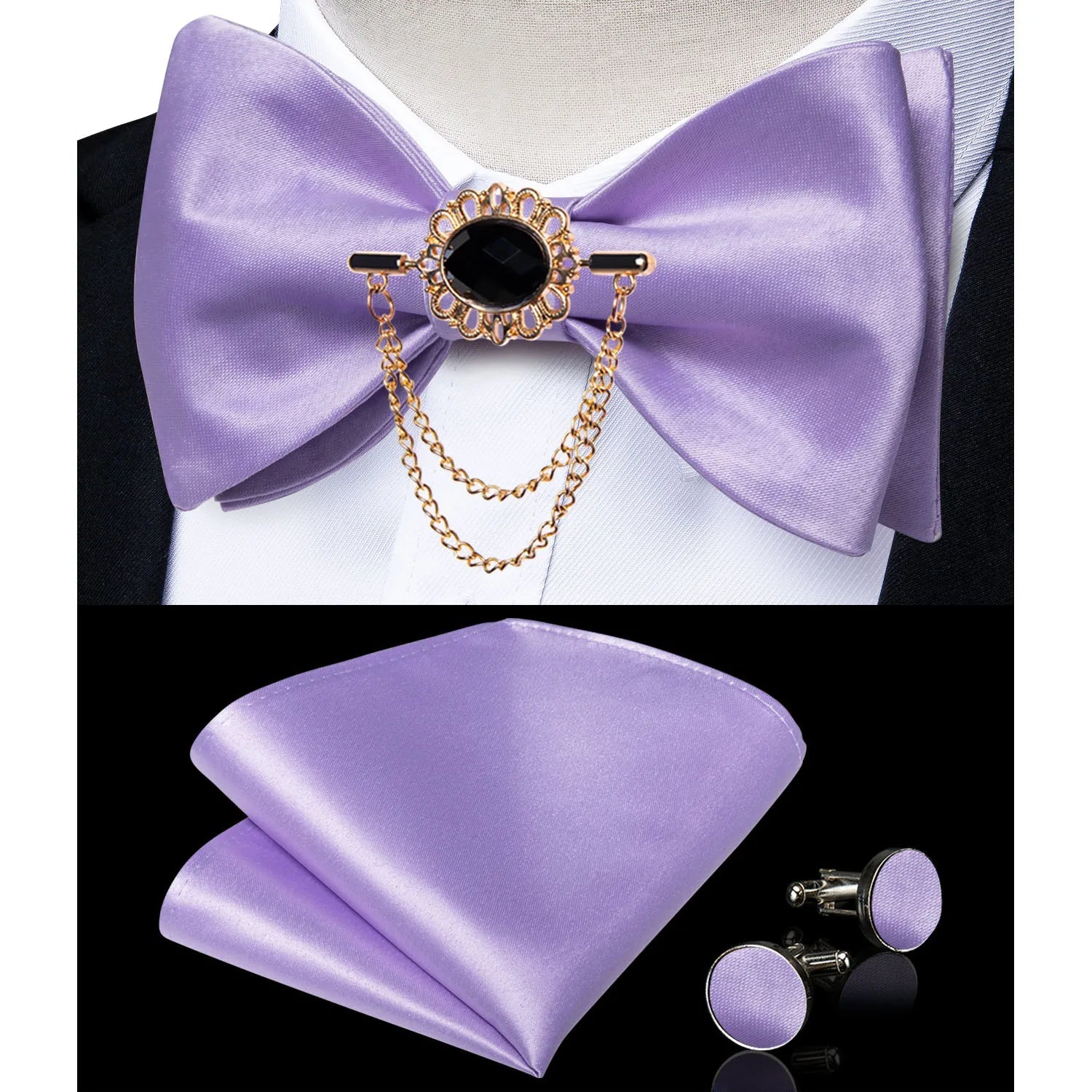 Pink Plaid Solid Men's Self Tie Bow Tie Silk Jacquard Woven Wedding Party Bowtie Hanky Brooch Set Men Butterfly Necktie DiBanGu SHOWLU FASHION STORE